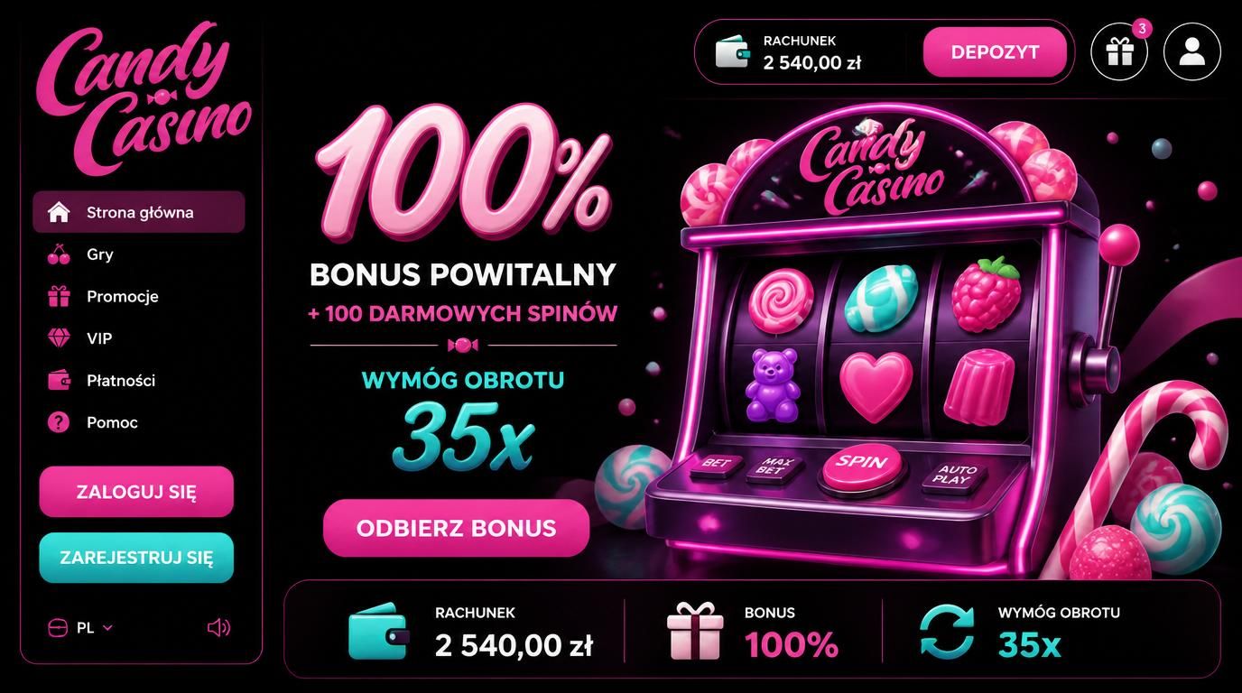interfejs kasyna pokazujący depozyt, bonus 100% i wymóg obrotu