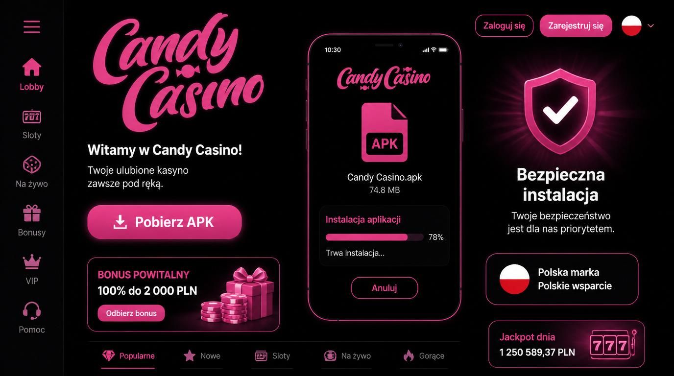 Ikona instalacji aplikacji z APK i polskim znakiem bezpieczeństwa.